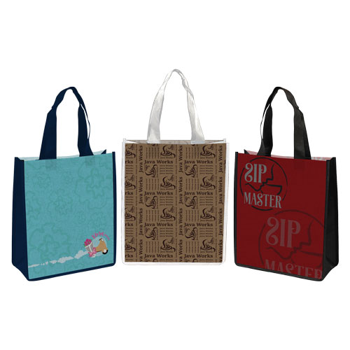 9x11x4 Laminated 2-Panel PP Non-Woven Tote Bag