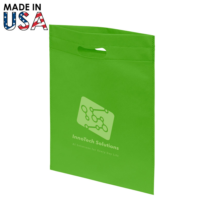 12x15 Reusable Non-Woven Handle Bagh - Lime Green
