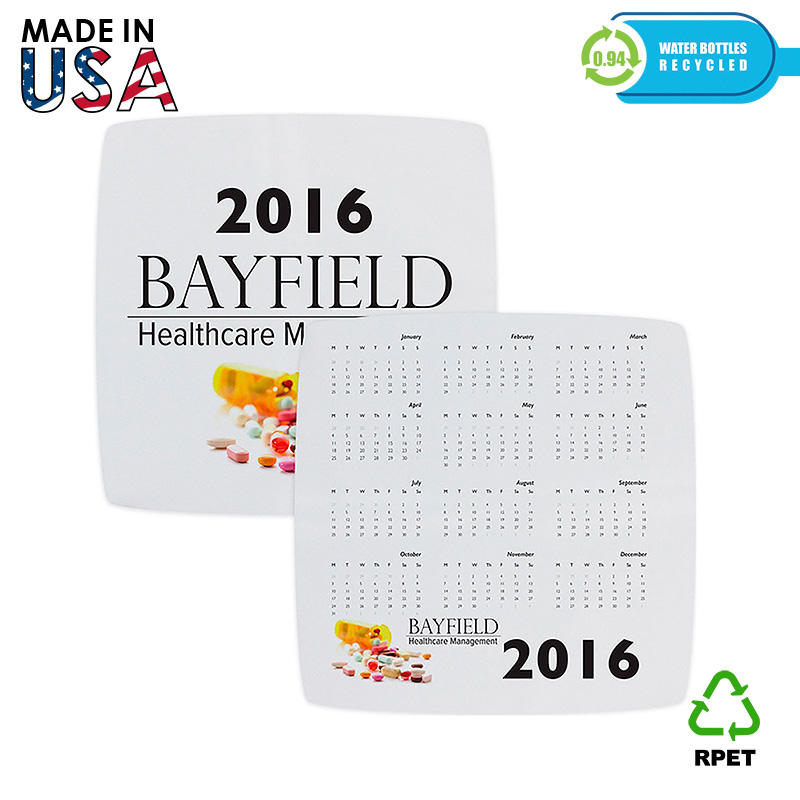 10"x10" RPET Smart Cloth Thin Microfiber Cleaning Cloth Calendar for Mobile Devices and Eyewear